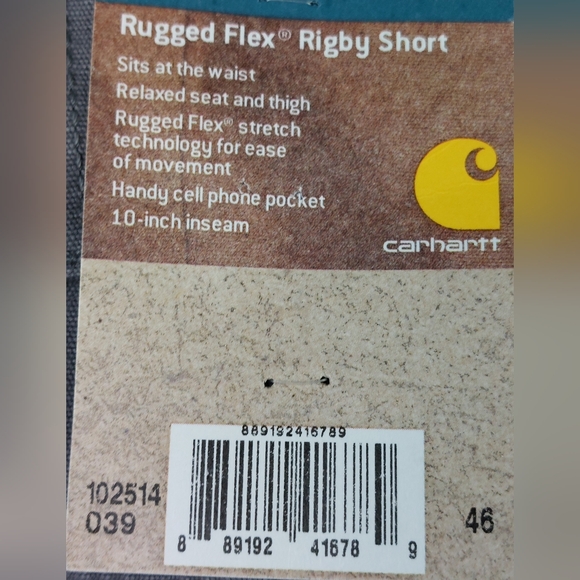 Carhartt Shorts Mens 46 Gray Rugged Flex Rigby Relaxed Fit Carpenter Stretch NWT - Picture 11 of 12